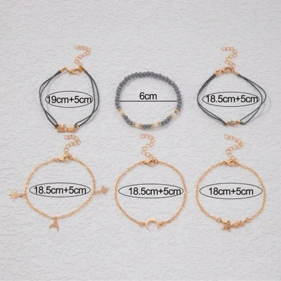 2 LEFT! 6 piece beaded Moon And Star Love Bracelet Set - Picture 5 of 6